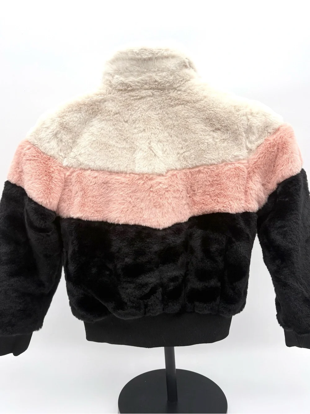 NWT Urban Republic Girls Faux Fur Colorblock Bomber Jacket Pink Cream Black 6X
